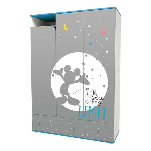 Детский шкаф трехсекционный Polini Disney baby Микки Маус с ящиками, белый-серый в ИКЕНация