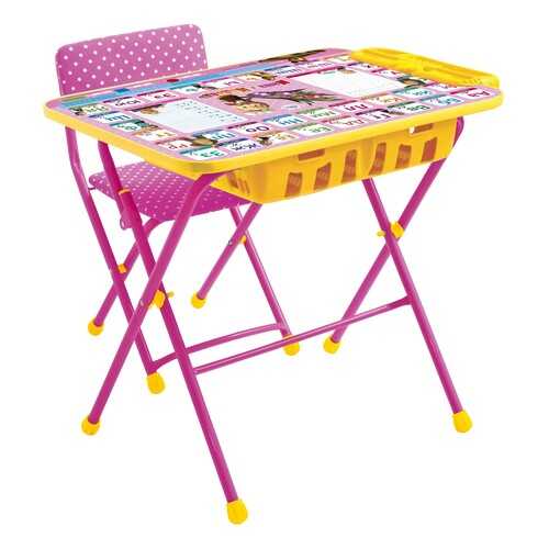 Комплект мебели Nika kids Азбука: Маша и Медведь стол 60х45 см с пеналом и стул розовый в ИКЕНация