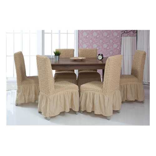 Чехлы на стулья с оборкой Venera Chair cover, цвет: светло-бежевый, комплект 6 шт в ИКЕНация
